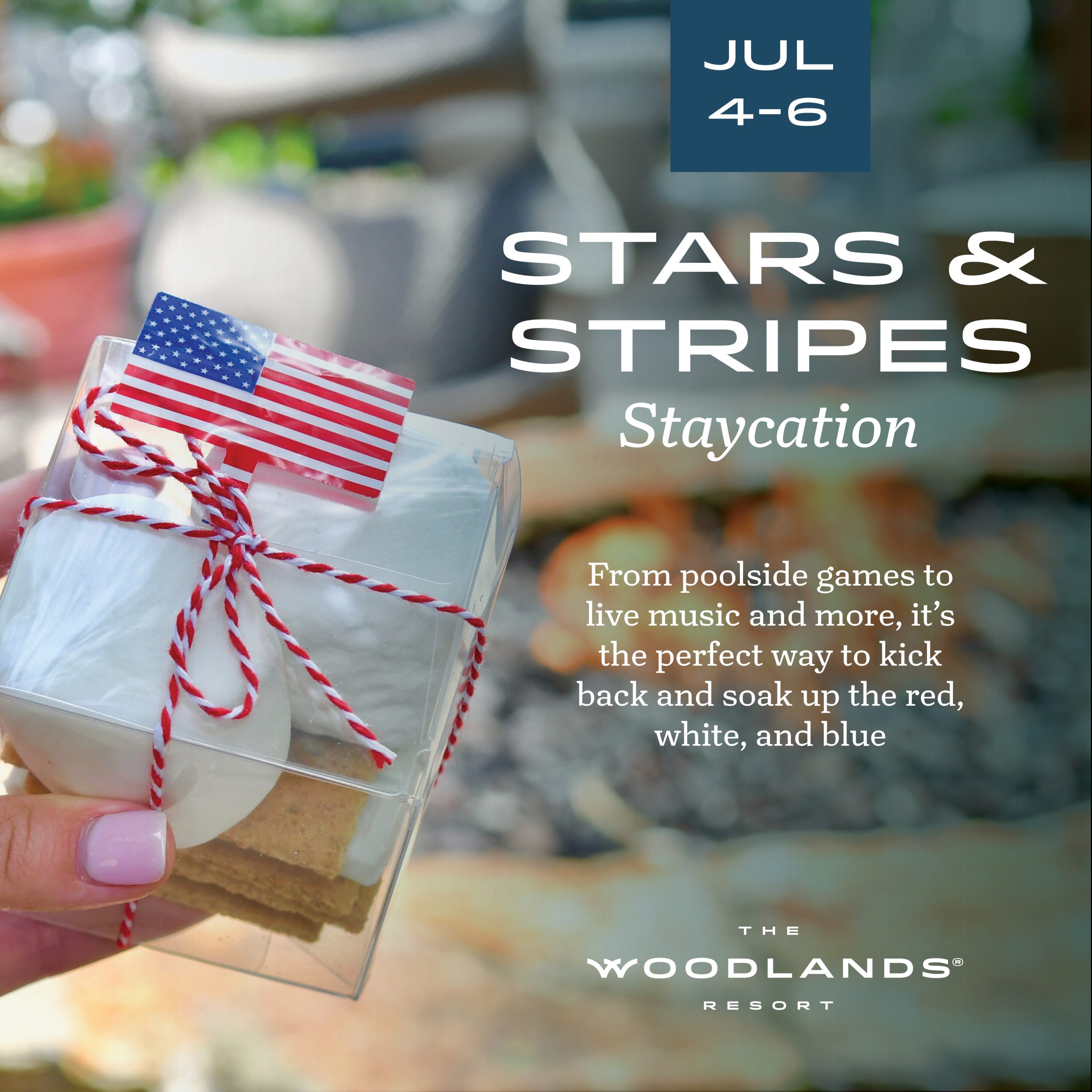 Image of Fourth of July Smores with text on top