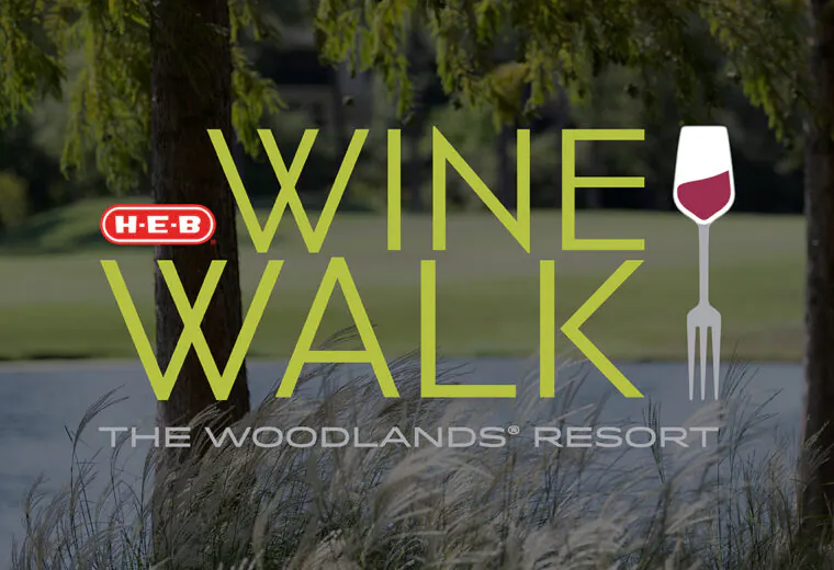 Event logo for the H-E-B Wine Walk at The Woodlands Resort.